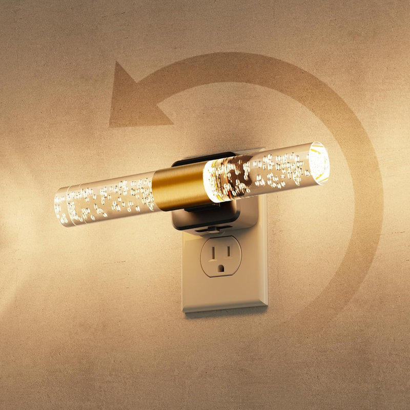 Paquet de 2 veilleuse à bulles en acrylique rotatif à DEL avec capteur automatique à intensité variable 100LM 3000K pour la maison