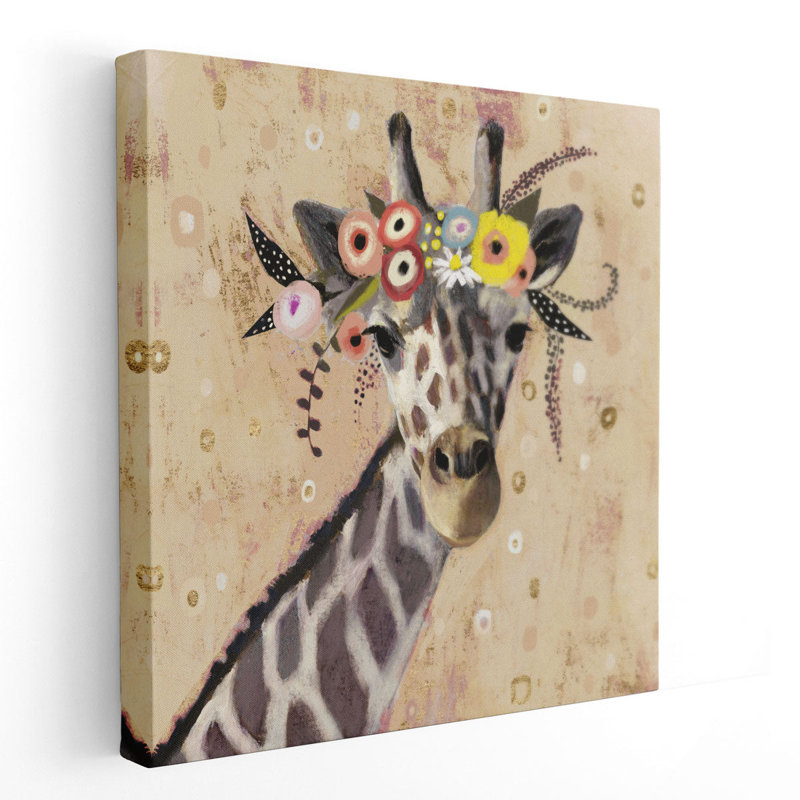 Klimt Giraffe II - reproduction d'art sur toile, H 20 po x l 20 po