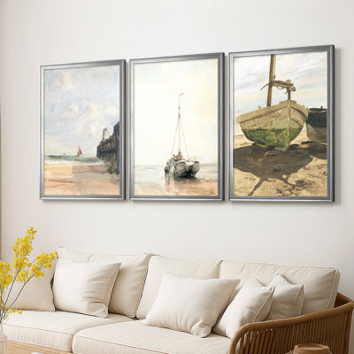 "Vintage Nautical Print", impression sur toile encadrée sur toile - 3 pièces