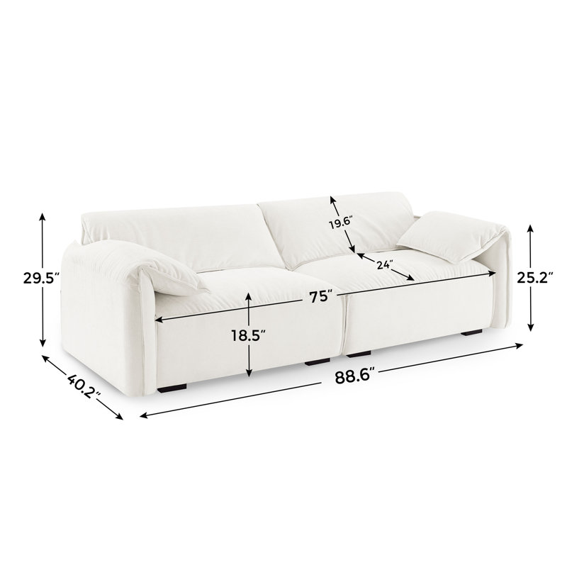 Ericia Upholstered 88.6'' Sofa, Beige 100% Polyester