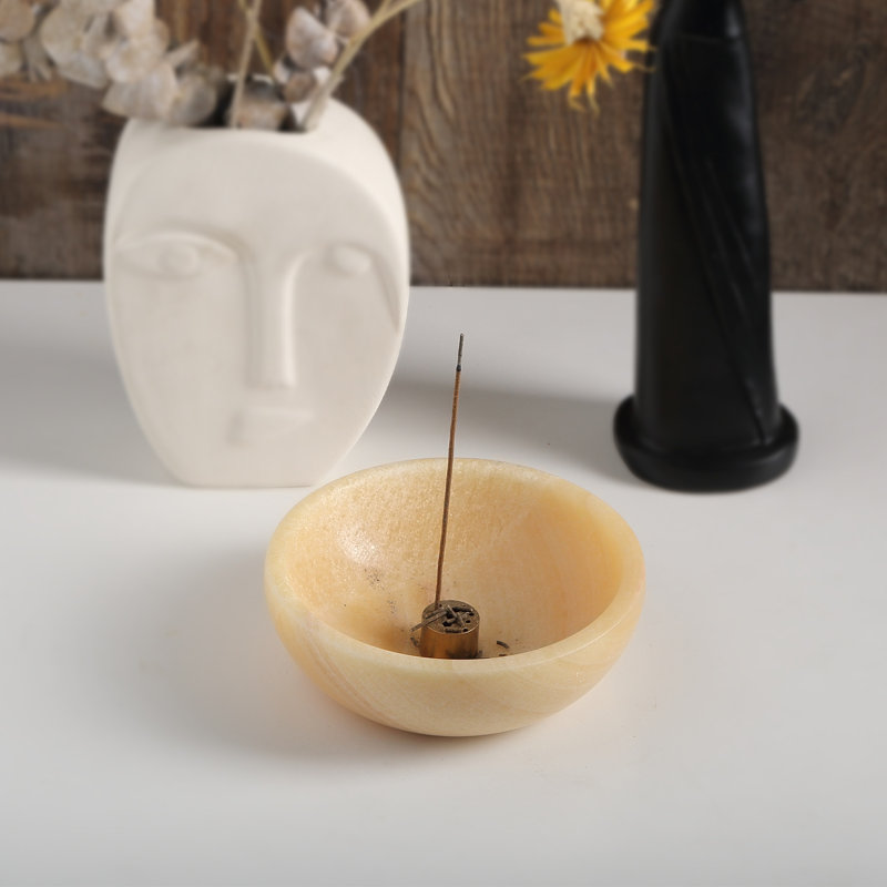 Brûleur d'encens en marbre, Jaune