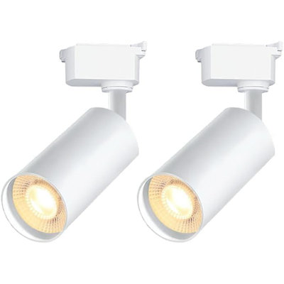 Bravsekai White LED Track Lighting Heads (No Track Rails), 2-Lights 20W Dimmable Track Lights Head Suitable for H Type Rails 6000K Cool White Ceiling Spotlight Fixture for Indoor Home Commercial