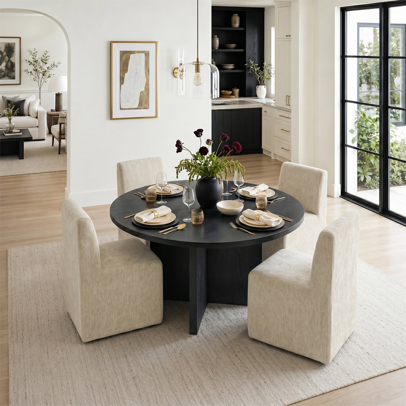 Ensemble de table de salle à manger 5 pièces avec chaises rembourrées entièrement assemblées sur roulettes, Gruau