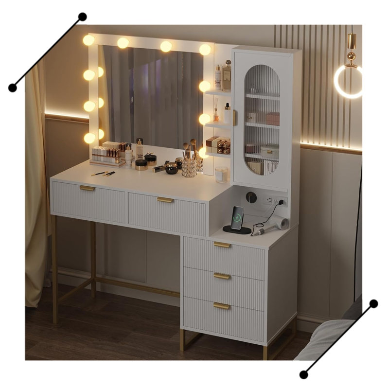 Bureau de maquillage avec miroir de coiffeuse Modern