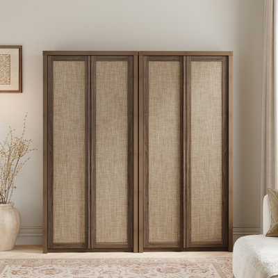 Retro Minimalism 66.9'' Tall Storage Cabinet With Solid Wood Handle (Set of 2）