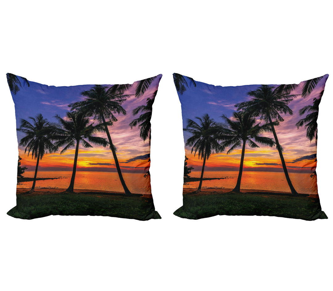 Kissen Kissenbezug, Palm Trees Sunset View, Multicolor