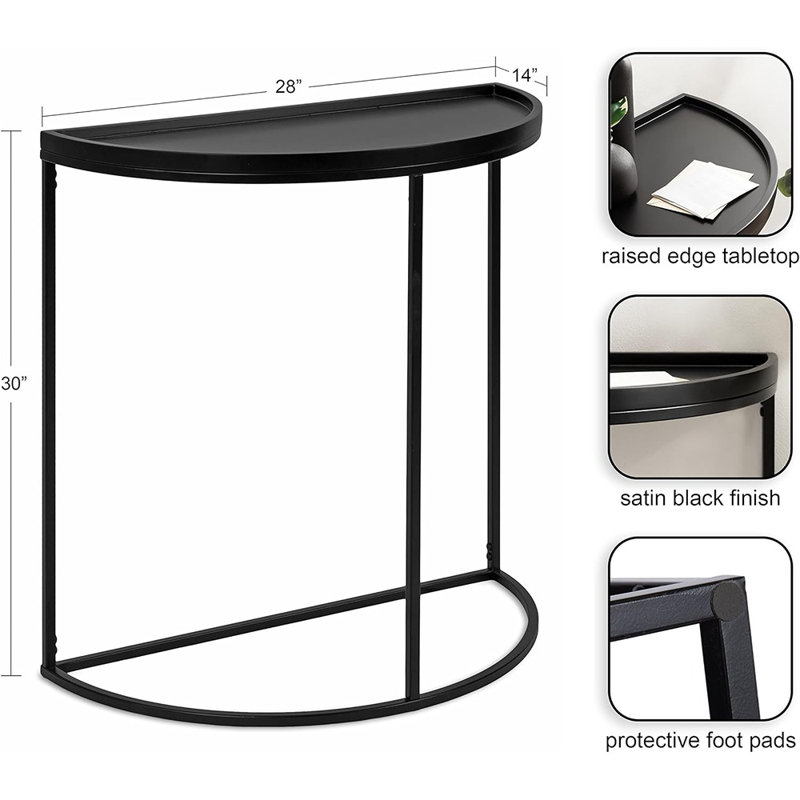Carnelian 28'' Console Table, Black, Black