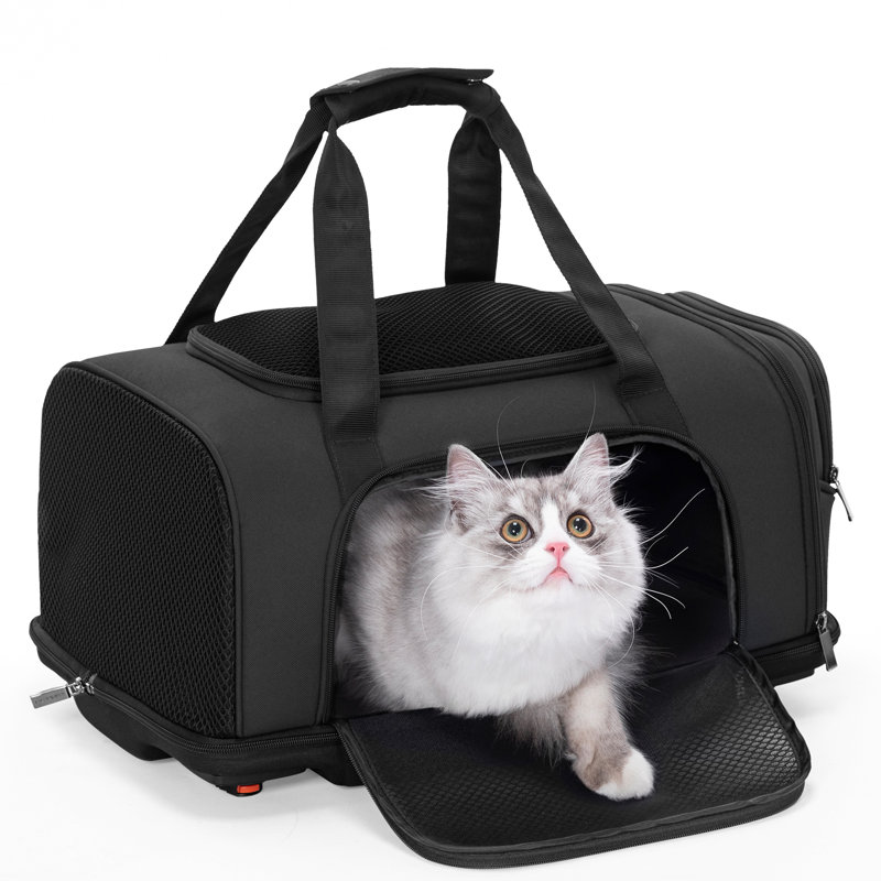 Sac de transport pour animaux avec roulettes amovibles, Noir