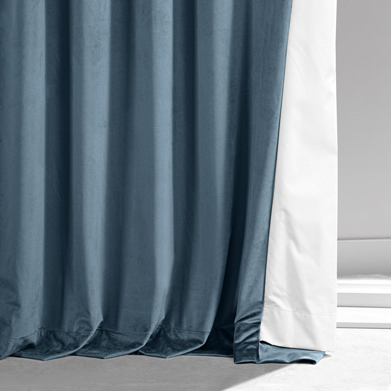 Loria Plush Velvet 100% Blackout Curtains For Bedroom, Living Room - Single Panel, 50" W x 96" L, Oxford Blue