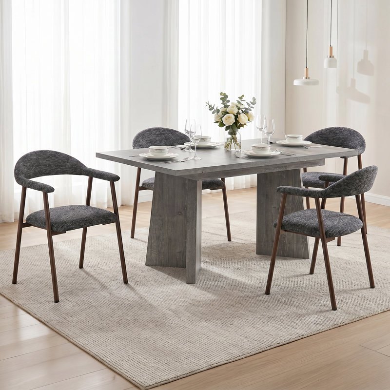 Ensembles de salle à manger Alward : table de salle à manger rectangulaire extensible et chaises de salle à manger rembourrées avec accoudoirs