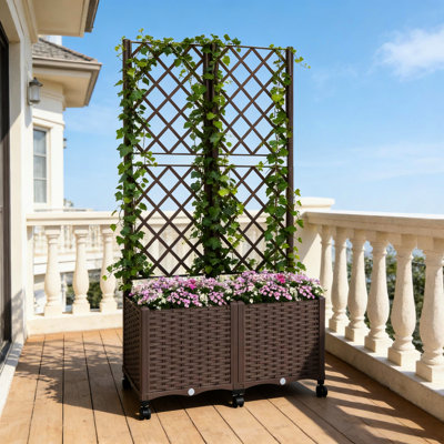 Jardinières mobiles avec treillis, polypropylène durable, jardin extérieur moderne