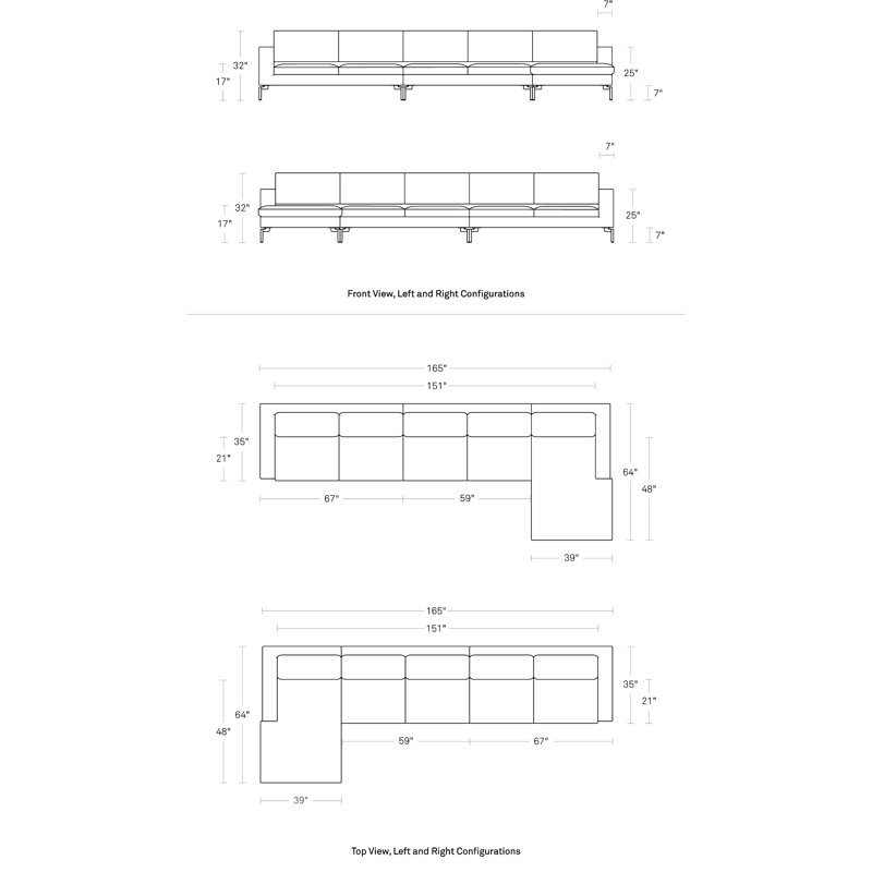 New Standard Upholstered L-Shaped Sectional, Black, Left Hand Facing, Spitzer Gray Polyester