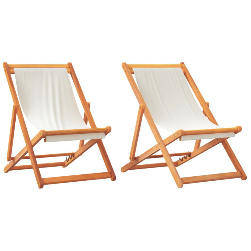 Anasia Folding Deck Chair, Cream White