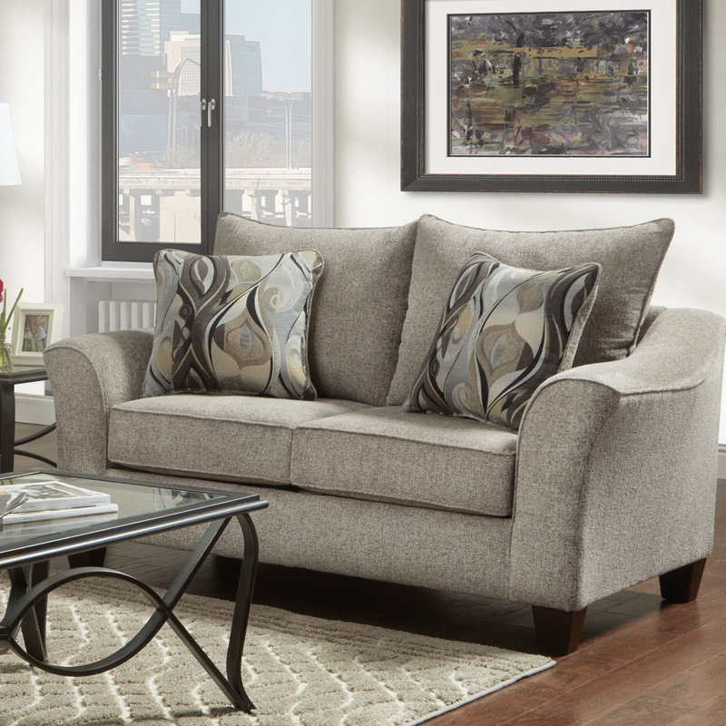 Rabelais Flared Arm Sofa, Gris, H 39 po x l 68 po x P 38 po