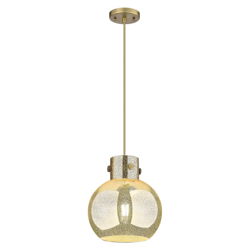 Luminaire suspendu 1 lumière Lantz, Laiton brossé, H 11,75 po x l 10 po x P 10 po
