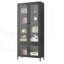 Grande armoire de rangement en métal avec 4 portes en verre et 5 tablettes, verre trempé cannelé pour un usage domestique polyvalent