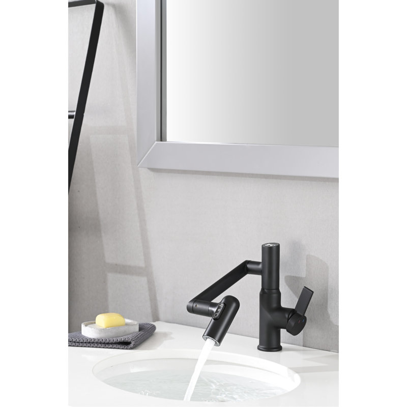 Matte Black Bathroom Faucet With Spray, Temp Indicator, 360 Rotation, For Sink Temperature Display,