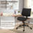 CLATINA Armless Home Office Chair, Desk Chair with Wheels, Adjustable Height Reading Chair, Leather Mid Back & Swivel Computer Chair, Modern Walnut Chairs with Back for Studio Meeting Room(Black)