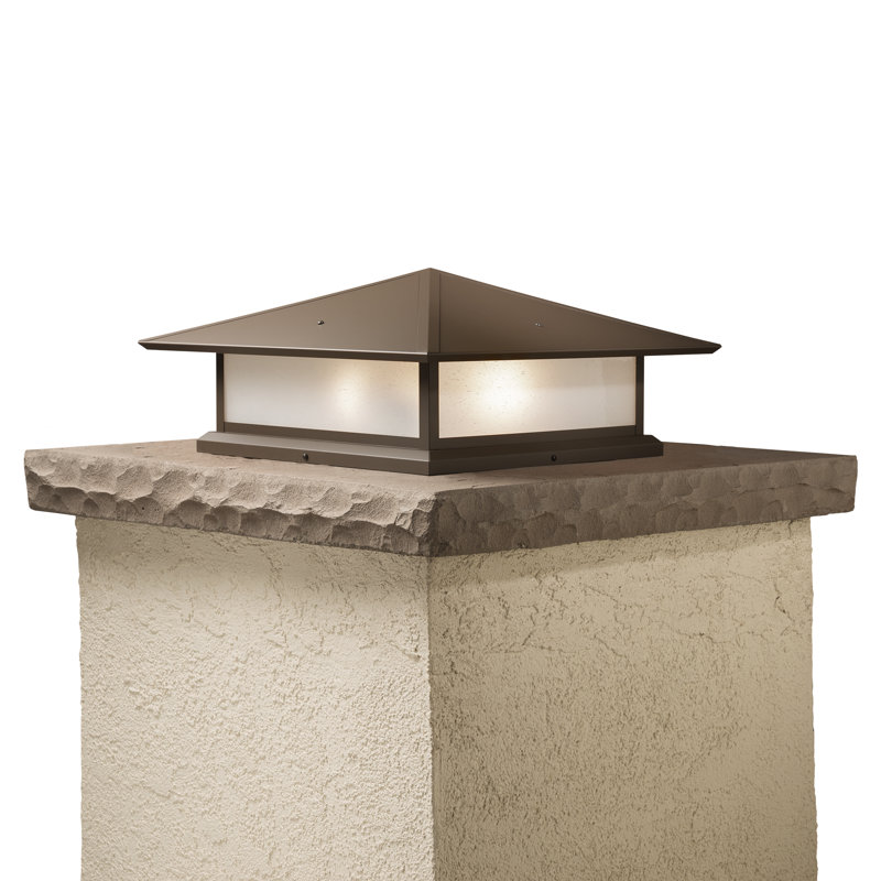 Abston Stained Glass Pier Mount Light, Frosted Seedy, Powder Coat Bronze, 6.75" H x 12" W x 12" D