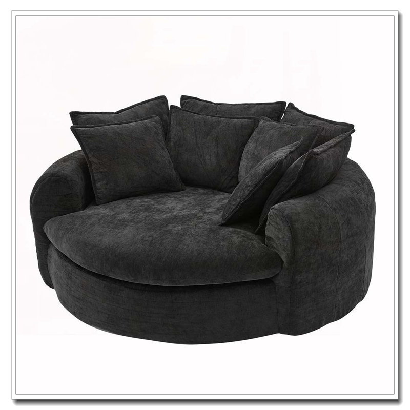 Fauteuil d'appoint rembourré en tissu chenille, Noir