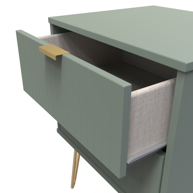 Fully Assembled Alizay Manufactured Wood Bedside Table, Green, Green