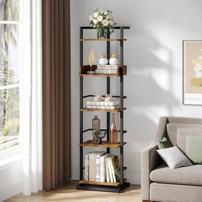 Bibliothèque étagère étroite: bibliothèque en bois à 5 niveaux