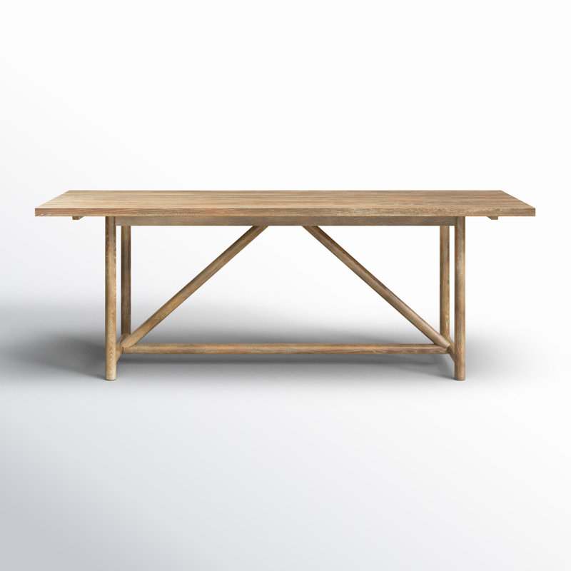 Vallie 84'' Whitewashed Oak Trestle Dining Table