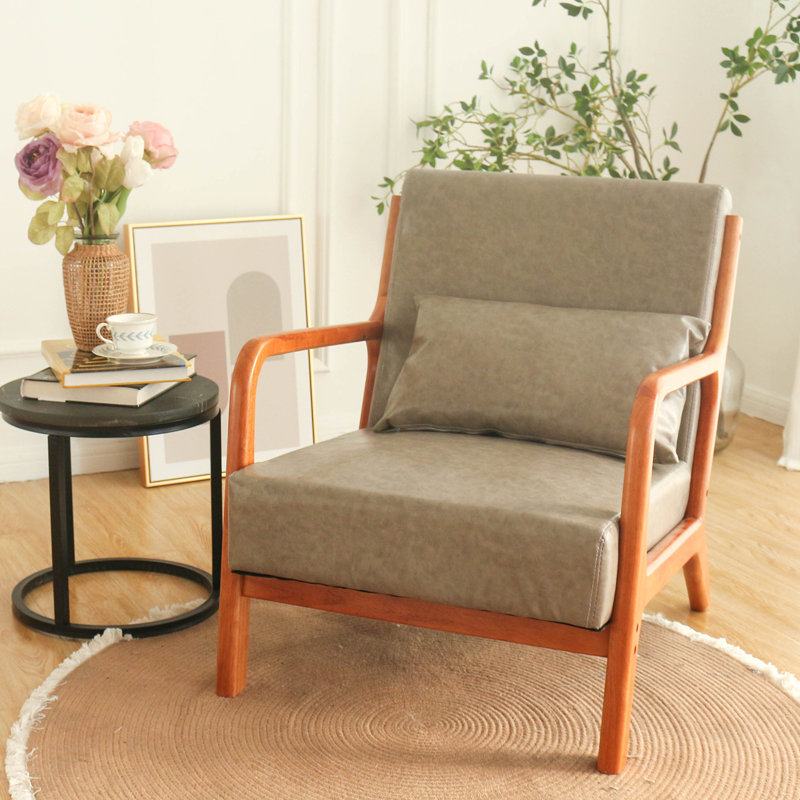 Ihar Faux Leather Accent Chair, Gray Faux Leather
