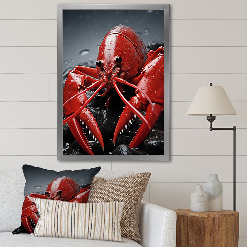 Laurelyn Crayfish Elusive Crayfish sur toile, H 44 po x l 34 po x P 1,5 po, Cadre photo argenté