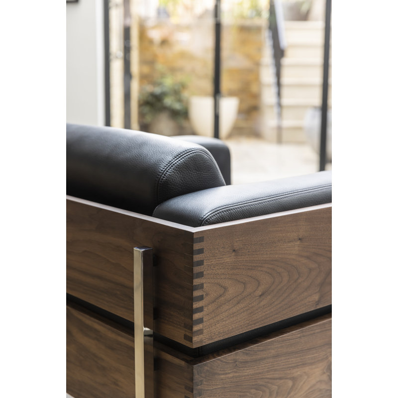Forum Sofa, Black Genuine Leather