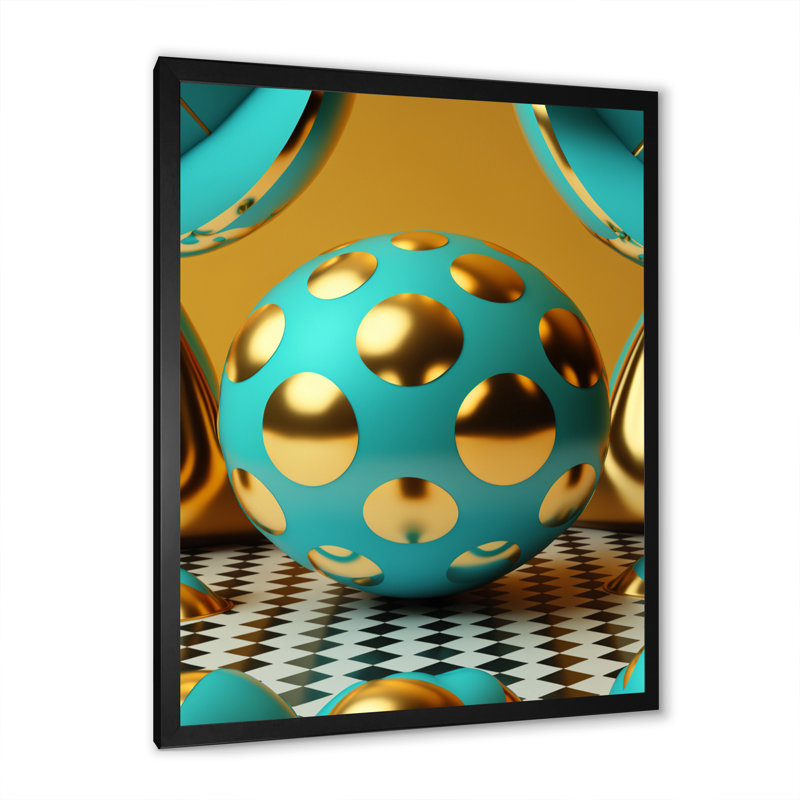 Golden Spheres Infinity IV - reproduction sur toile, H 20 po x l 12 po x P 1 po, Impression noire sur toile encadrée