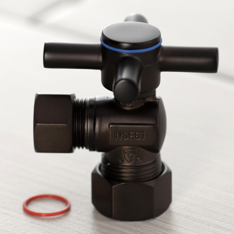 Kingston Brass Concord 5/8-Inch OD Comp x 1/2-Inch OD Comp Quarter-Turn Angle Stop Valve, Bronze