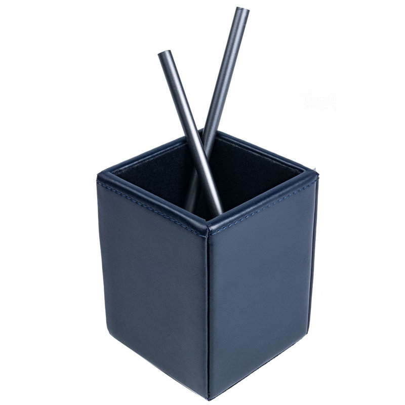 Pot à crayons en cuir reconstitué Melida, Bleu marine