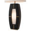 Lampe de table avec veilleuse Delacey - finition bois ébène, laiton patiné, abat-jour en lin blanc