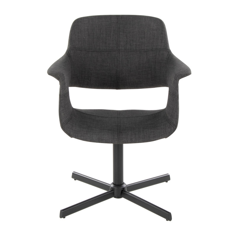 Jannemarie 27.5'' Wide Swivel Armchair, Black Faux Leather