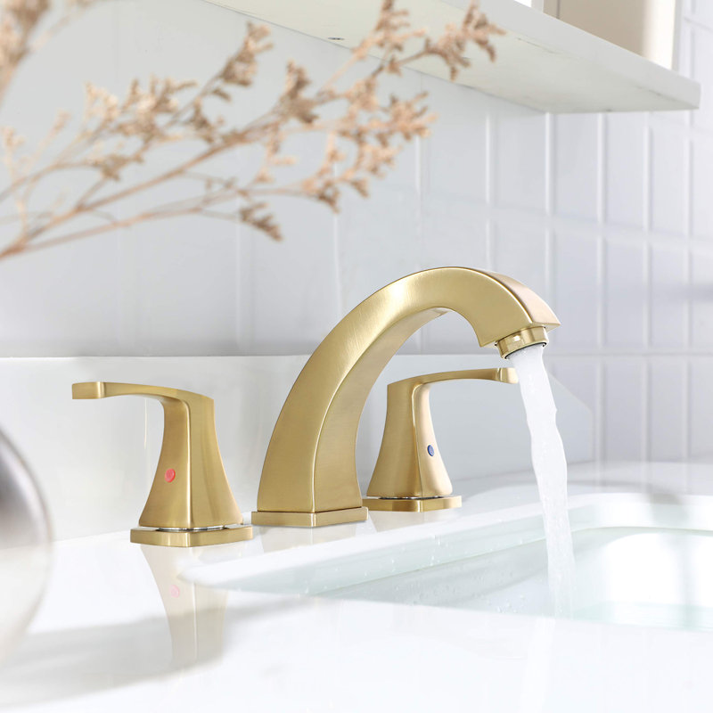 Robinet de salle de bain à large entraxe avec bonde, Or brossé