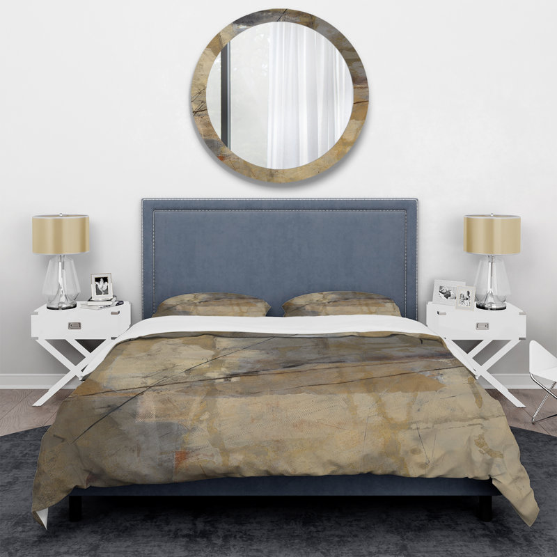 Ensemble de housse de couette Modern Glam Geometric Cream Block I - microfibre de polyester