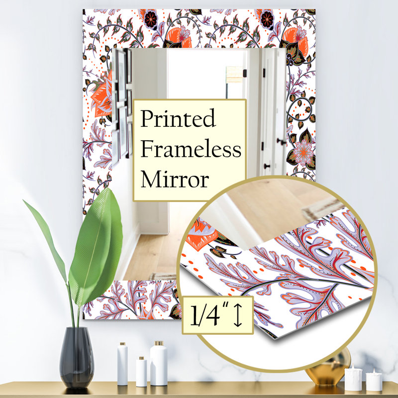 Miroir mural à motif de texture moderne et contemporain, H 24 po x l 32 po, Floral