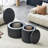 Roman Column Nesting Coffee Tables, 2-Piece Set with Built-in Storage, Black Grain Finish-1091432780