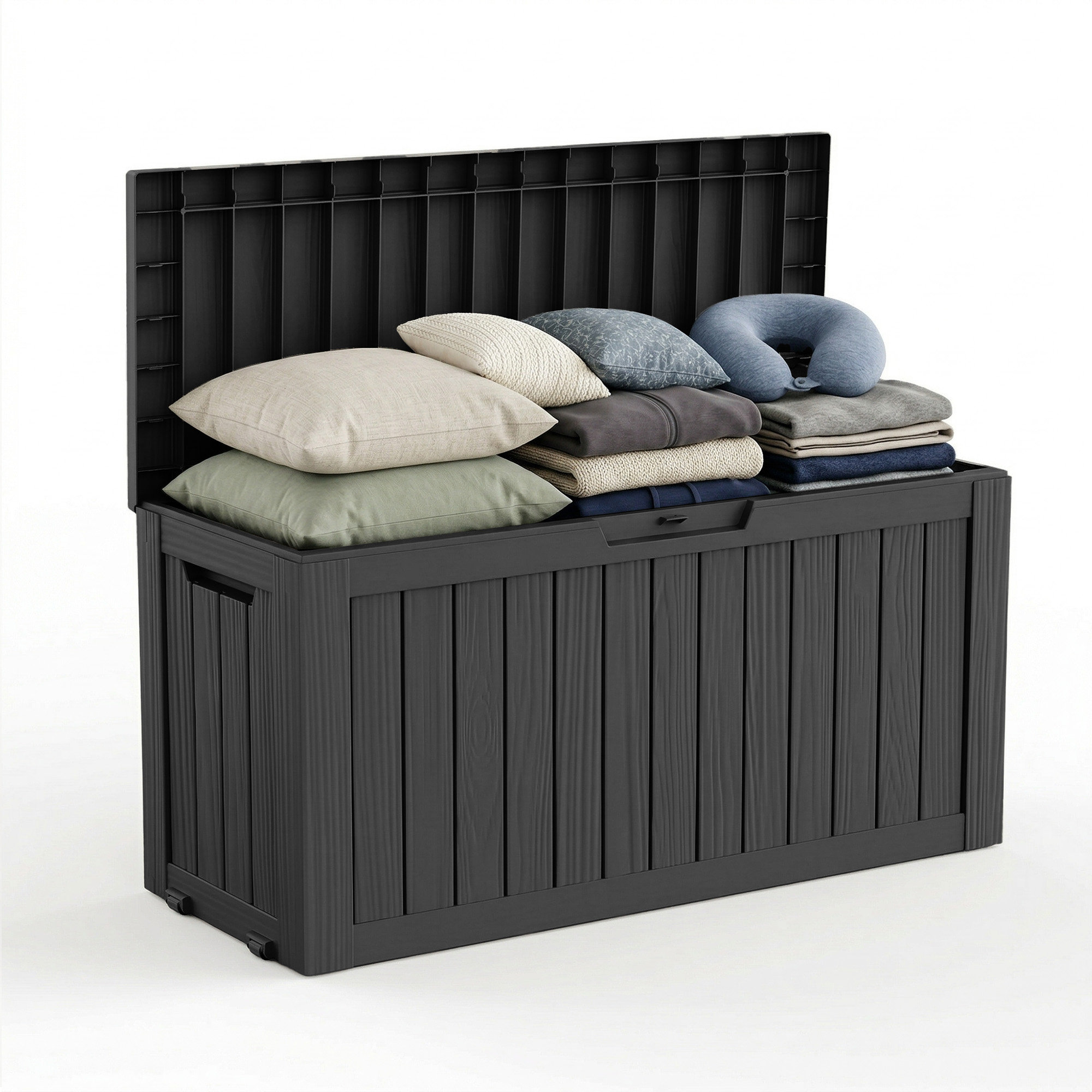 75-gal Water Resistant Resin Lockable Deck Box - Black