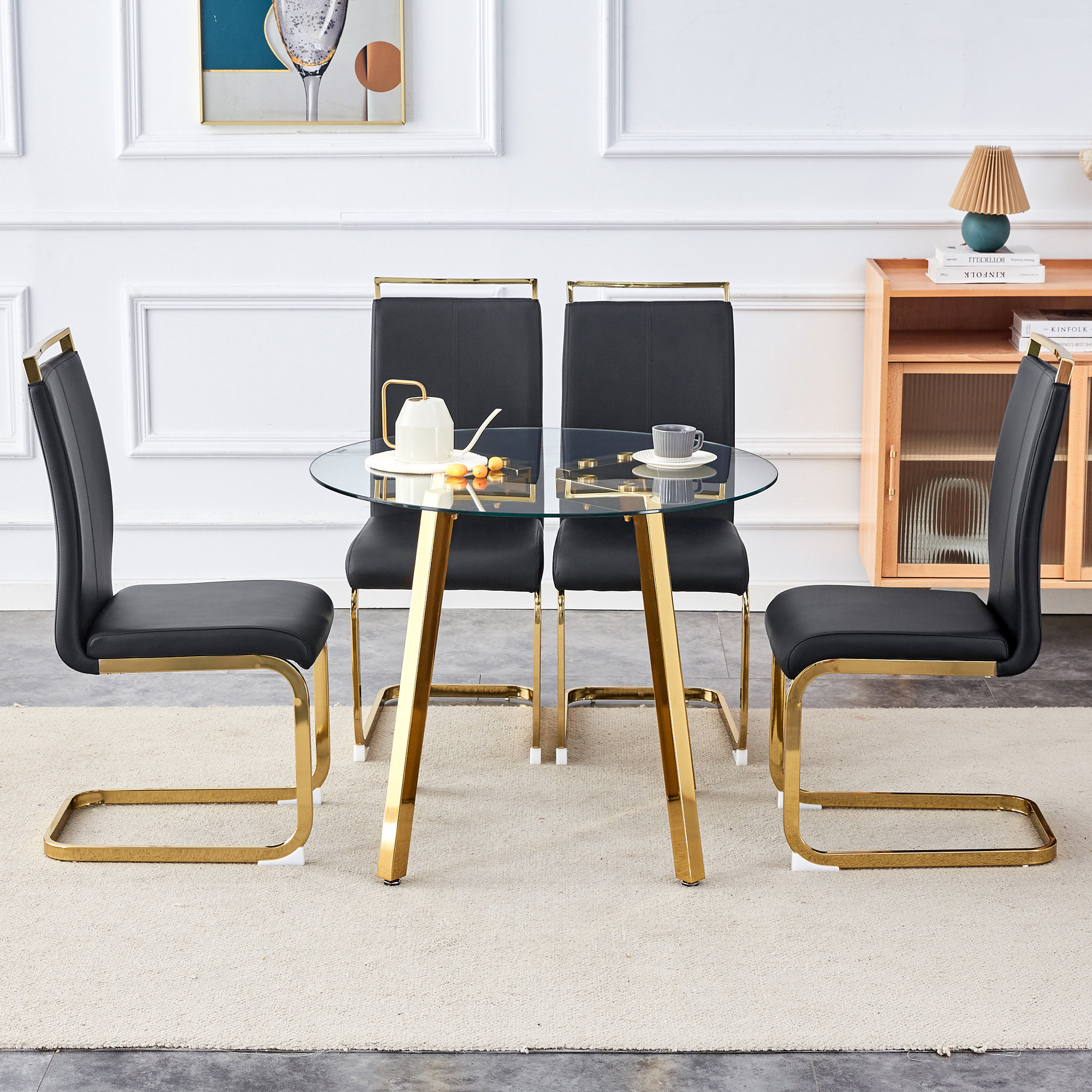 Mercer41 4-Person 36 Inch Round Glass Top Dining Set Wayfair Canada