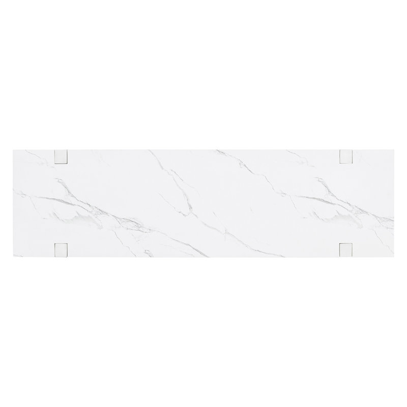 Narrow Console Table with Marble-Effect Top, Retro Entryway Table with Open Shelf, Sofa Table for Entryway, Hallway and Living Room (Espresso)