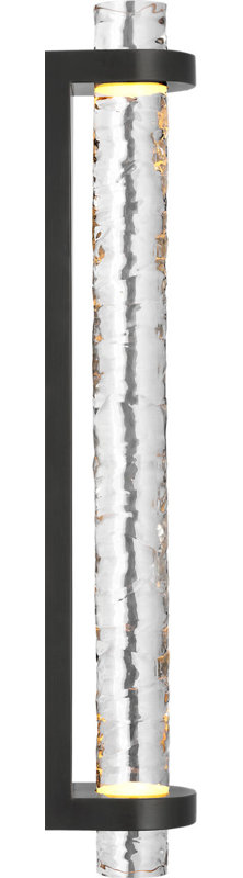 Theron Linear Bath Sconce in Clear Wavy Glass, Bronze, 21" H x 3.25" W x 3.75" D