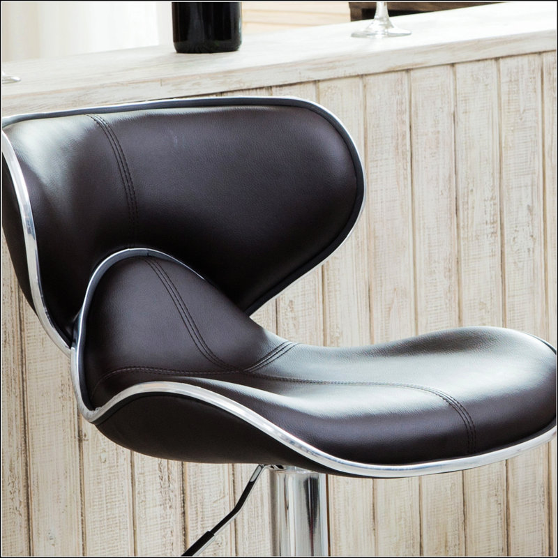Tabouret de bar pivotant réglable avec base chromée, Brun foncé