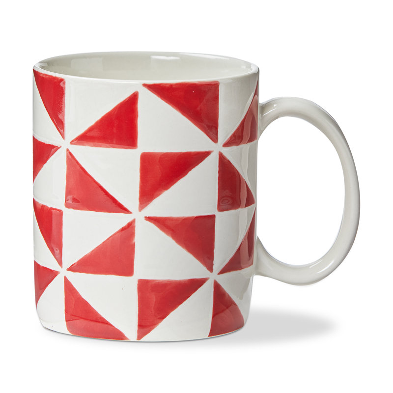 Pinwheel Mug Red Stoneware Everyday 16 Oz