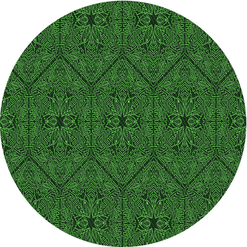 Tapis géométrique vert / noir Ikra, Rond 5 pi
