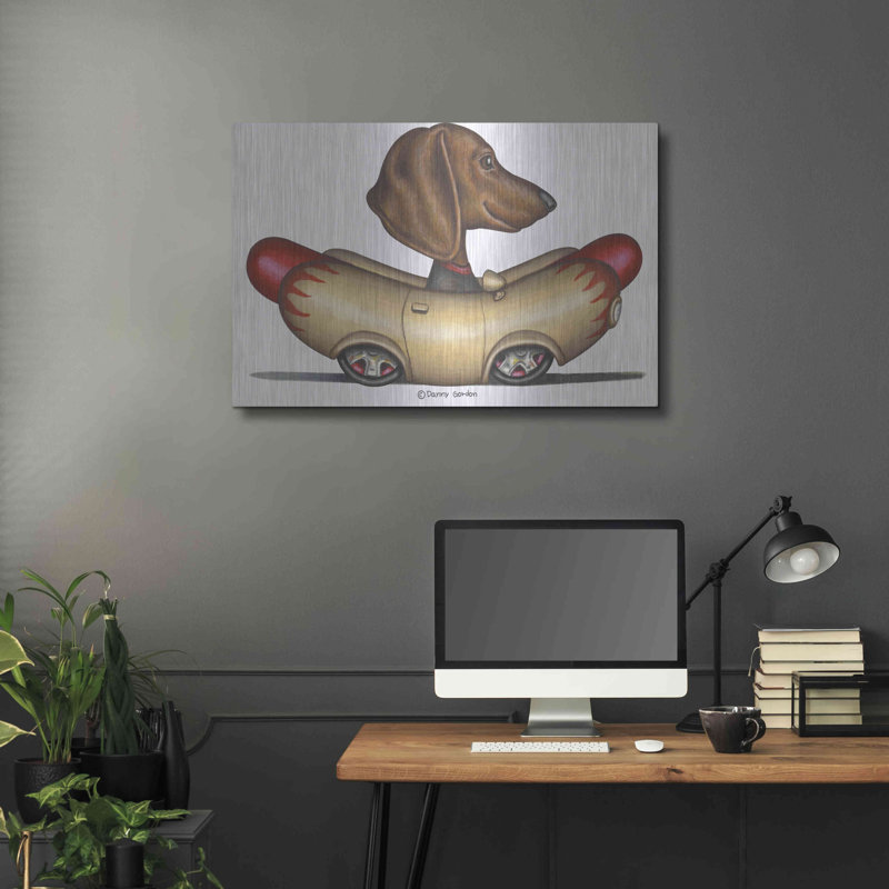 «Brown Dachshund Hotdog Car» par Danny Gordon, H 24 po x l 36 po