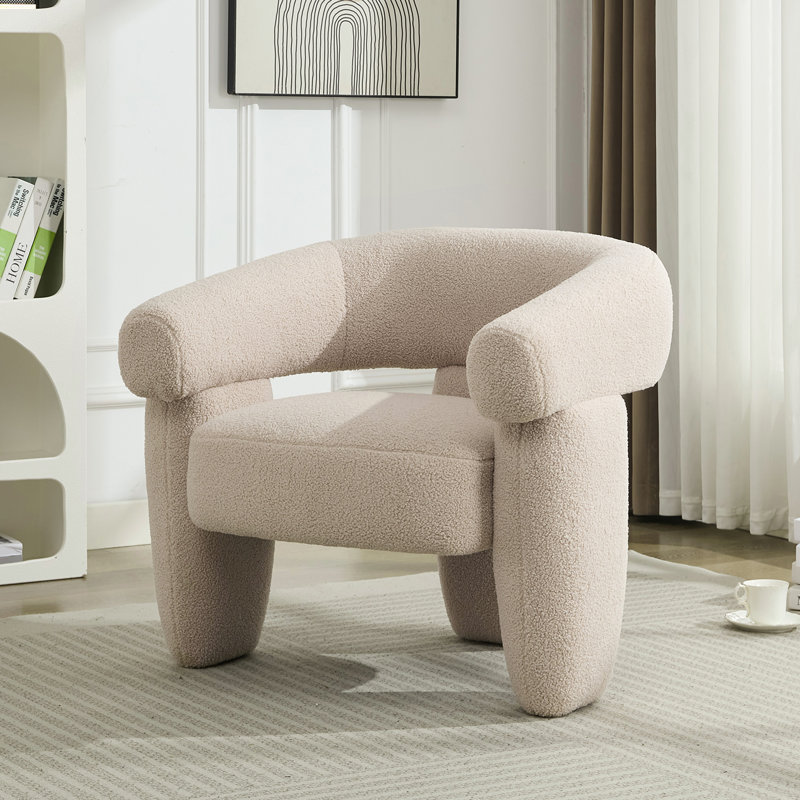 Fauteuil moderne rembourré à larges accents, Brun clair (kaki)