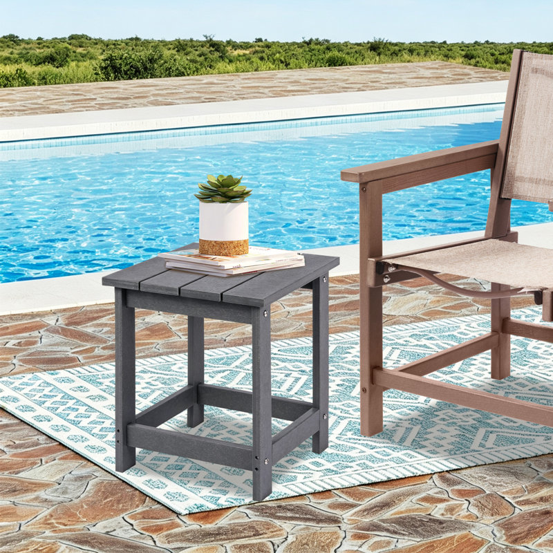 Denarrius Adirondack Outdoor Side Table ,HDPE Patio Table with Easy Maintenance and Weather resistance, Gray