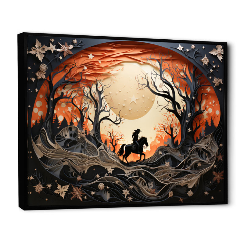 Western Wild Horse Show, reproduction d'art sur toile, H 16 po x l 32 po x P 1 po, Cadre flottant noir